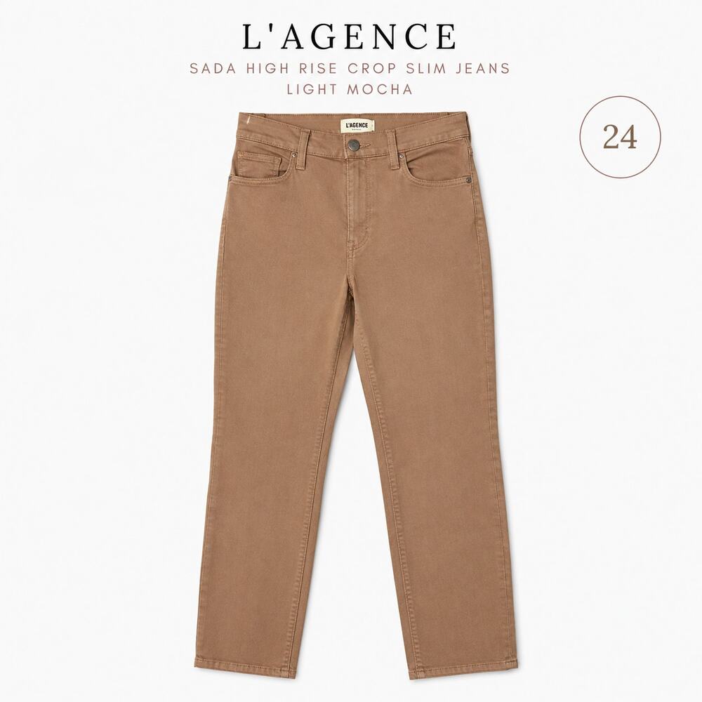 L'Agence Sada High Rise Crop Slim Jeans Light Mocha 24 NWOT